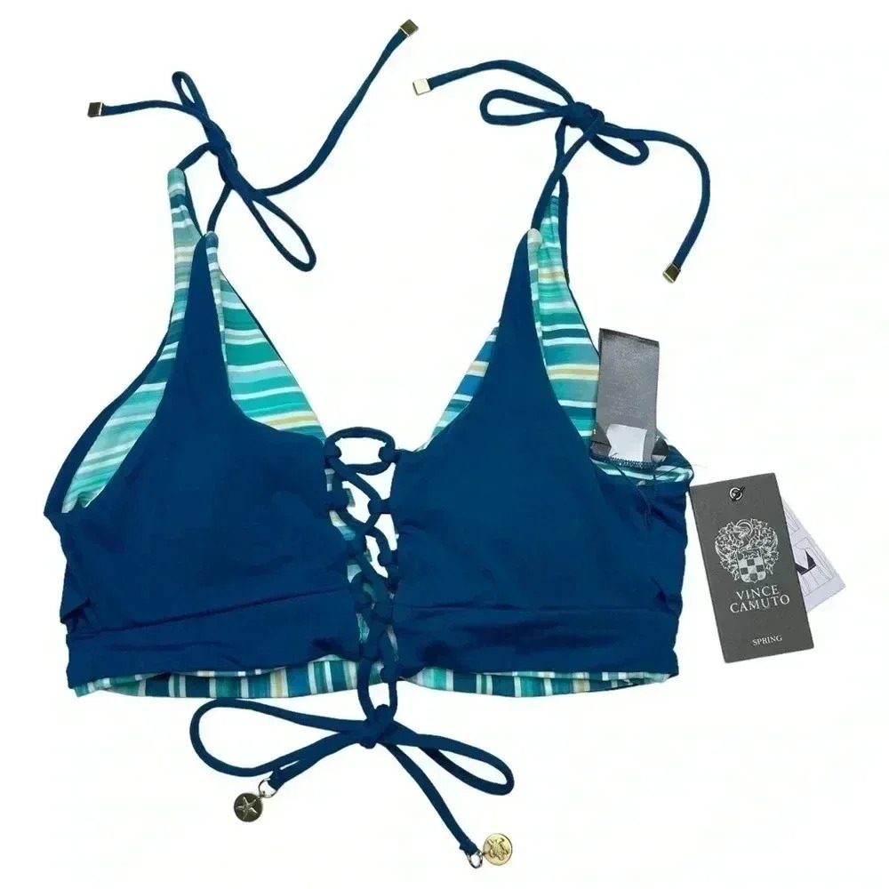 Vince Camuto Swim Azure Reversible Womens Bikini Swim Top Size Small - Picture 9 of 10